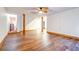 Finished basement featuring durable floors, whitewashed walls and decorative wood-finished pillars at 6464 St Anthony Dr, Hollywood, SC 29449