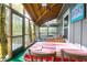 Cozy screened porch with dining table, comfortable seating, and peaceful view of nature at 683 Edmonds Dr, Charleston, SC 29412
