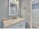 Updated bathroom featuring a modern vanity with marble countertop and brushed bronze fixtures at 1652 Lauda Dr, Mount Pleasant, SC 29464