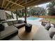 Spacious outdoor living area with plush seating overlooking the pool and landscaped backyard at 3510 Myrtle St, Edisto Island, SC 29438