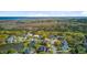 Aerial view showcases homes with lush trees, a pond, a marsh, and an ocean in the background at 3584 Somerset Hills Ct, Mount Pleasant, SC 29466