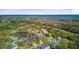 Panoramic aerial view showcasing homes near a waterway, surrounded by lush greenery and mature trees at 3584 Somerset Hills Ct, Mount Pleasant, SC 29466