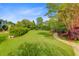 Well-manicured backyard offering lush grass and mature landscaping for privacy at 3584 Somerset Hills Ct, Mount Pleasant, SC 29466