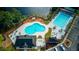 Aerial view of the community pool with a distinct shape and ample lounge seating at 3584 Somerset Hills Ct, Mount Pleasant, SC 29466