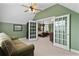 Sitting Room that offers a view into the main bedroom through glass french doors at 3584 Somerset Hills Ct, Mount Pleasant, SC 29466