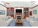 AI rendering of a bright living room featuring a cozy fireplace at 4029 Gift Blvd, Johns Island, SC 29455