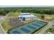 Aerial view of the community's tennis courts, sports fields, parking lot, and gymnasium at 4060 S Rhett Ave, North Charleston, SC 29405
