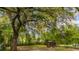 Backyard featuring a small outbuilding, large trees and sandy ground at 617 Hampton St, Walterboro, SC 29488