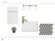This bathroom design showcases a bright white cabinet and modern fixtures, including a hexagon tile sample at 715 Blueway Ave, Summerville, SC 29486