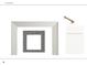 A modern fireplace with a white mantle and a unique square stone accent, complemented by cabinet door and hardware samples at 715 Blueway Ave, Summerville, SC 29486