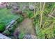 A fenced backyard with some trees and stone details on the patio at 9028 Parlor Dr, Ladson, SC 29456