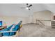 Bonus room with vaulted ceilings, ceiling fan and carpeted floor at 109 Dan Miler Ln, Summerville, SC 29483