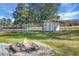 Backyard with a dog kennel, a fire pit and a baseball field in the background creating a perfect place for outdoor activities at 1113 Smithfield Pl, Hanahan, SC 29410