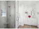 Bright bathroom featuring a glass shower and dual vanity sink, complemented by modern fixtures at 1213 Gatch Ct, Mount Pleasant, SC 29464