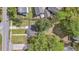 Aerial perspective showcases the home's lot size, landscaping, nearby houses and surrounding community at 1249 Sumner Ave, North Charleston, SC 29406