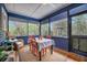 Relaxing screened-in porch with comfortable seating and views of the surrounding trees at 306 Teakwood Dr, Walterboro, SC 29488