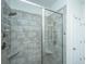 Spacious tiled shower with a glass enclosure and dual shower heads at 3466 Yarmouth Dr, Mount Pleasant, SC 29466