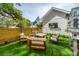 Inviting backyard featuring outdoor seating, television, manicured grass and privacy fence at 5009 W Liberty Park Cir, North Charleston, SC 29405