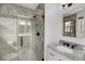 Modern bathroom featuring tiled shower and granite vanity at 506 Fairington Dr, Summerville, SC 29485