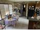 Functional kitchen space with a dining area, vintage wallpaper, and essential appliances at 805 Horne St, Saint George, SC 29477