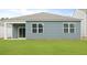 A house's backyard features blue siding, two windows, a covered porch and lush green lawn at 1052 Forrest Creek Dr, Summerville, SC 29483