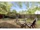 Backyard with a firepit seating area and lush greenery, perfect for outdoor entertaining and relaxation at 181 Commons Way, Goose Creek, SC 29445
