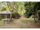 View of the backyard with a table, umbrella, and a well-maintained fence at 181 Commons Way, Goose Creek, SC 29445