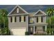 New two-story home boasts modern design with attached garage, landscaping, and palm trees at 181 Morning View Way, Moncks Corner, SC 29461