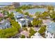 A scenic aerial view of a neighborhood with a lake and city skyline at 21 Rutledge Ave, Charleston, SC 29401