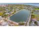 Scenic aerial view of a picturesque neighborhood surrounding a calm pond at 21 Rutledge Ave, Charleston, SC 29401