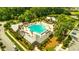 Panoramic aerial view of the community pool area, surrounded by lush greenery and well-maintained facilities at 3697 Stamler Ct, Mount Pleasant, SC 29466
