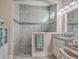 Modern bathroom with a spacious glass enclosed shower with dual shower heads and seat at 3697 Stamler Ct, Mount Pleasant, SC 29466