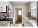 Modern kitchen featuring granite countertops, stainless steel appliances, and white cabinets at 3728 Tim St, North Charleston, SC 29405