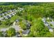 Aerial view of a pond surrounded by houses and trees showing the neighborhood from above at 407 Burton Ave, Summerville, SC 29485