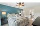 Spacious bedroom featuring a blue accent wall, carpeting, and an ensuite bathroom at 4217 Sawgrass Dr, Charleston, SC 29420