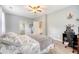 Comfortable bedroom featuring a ceiling fan, carpet, and neutral paint color at 708 Professor Dr, Ladson, SC 29456