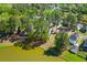 Aerial shot of homes situated near a lake, with trees and manicured lawns visible at 8961 N Red Maple Cir, Summerville, SC 29485