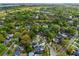 An aerial view revealing a peaceful neighborhood surrounded by lush trees and local streets at 1 Colleton Dr, Charleston, SC 29407