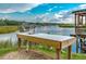 Outdoor wooden sink on a table near the water with views of neighborhood docks, trees, and water at 100 Tidewater Way, Charleston, SC 29492