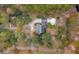Expansive aerial view of a property showcasing lush landscaping, a pool, circular driveway, and residence at 1068 Witherbee Rd, Moncks Corner, SC 29461