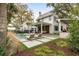 Stunning backyard featuring a modern pool, sun loungers, and an outdoor kitchen for relaxation and entertaining at 1412 Jackson St, Mount Pleasant, SC 29464