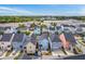 An aerial view of a colorful residential neighborhood adjacent to commercial buildings at 1656 Indy Dr, North Charleston, SC 29405