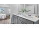 Well-lit bathroom featuring double sinks, sleek gray cabinetry, and modern fixtures at 213 Terrace View Dr, Summerville, SC 29486