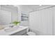 Clean bathroom featuring a single sink vanity with a shower and neutral paint at 213 Terrace View Dr, Summerville, SC 29486