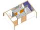 3D bathroom plan with a glass door shower and double sink at 217 E Huron Ave, Folly Beach, SC 29439