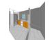 3D bathroom plan with a glass door shower and double sink at 217 E Huron Ave, Folly Beach, SC 29439