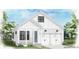 Charming white two-story home with black framed windows, covered front porch, and a two car garage at 352 Trailmore Ln, Summerville, SC 29486