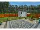 Charming backyard with a decorative shed, beautiful stone patio, and a well-maintained lawn with a wooden fence at 4314 Cotton Flt Rd, Summerville, SC 29485