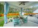 Charming covered patio featuring elegant curtains, stylish furnishings, and a view of the private backyard at 4314 Cotton Flt Rd, Summerville, SC 29485
