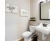 Charming powder room featuring a vintage-style sink, decorative wall art, and modern fixtures for a unique touch at 455 White Magnolia St, Moncks Corner, SC 29461